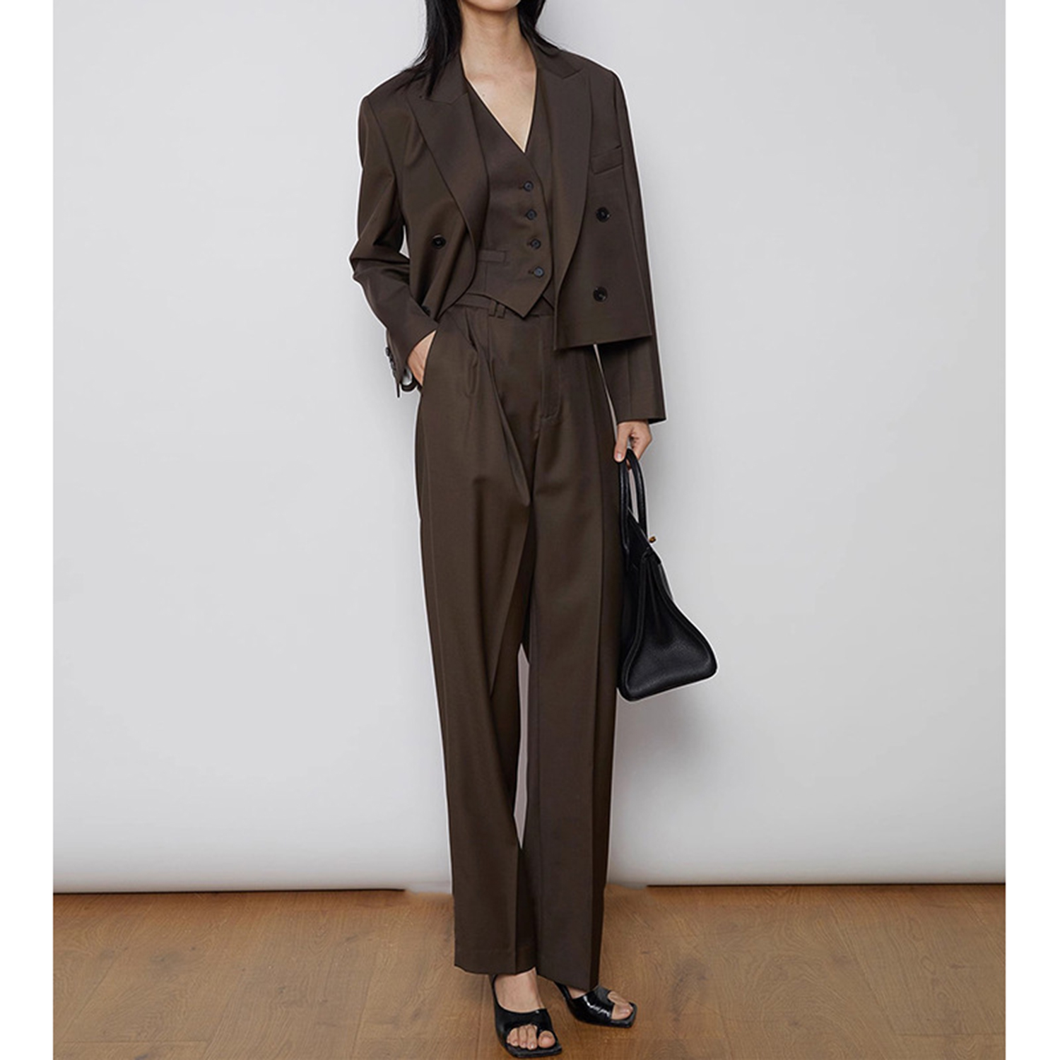 Women'S Fashion Blazer - Damski garnitur Allingentle, 3-częściowy, dwurzędowa marynarka