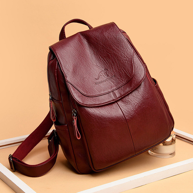 Women Fashion Online - 9 kolorów kobiet miękkie skórzane plecaki