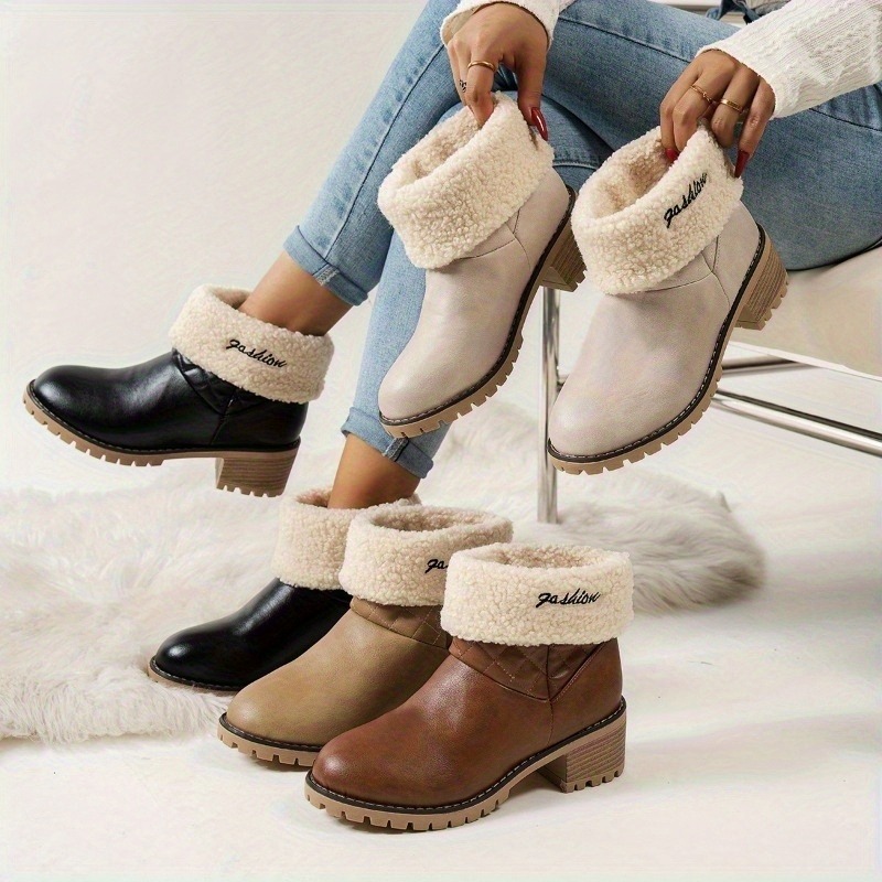 Women Fashion Online - Zimowe Nowe Składane Botki Damskie z