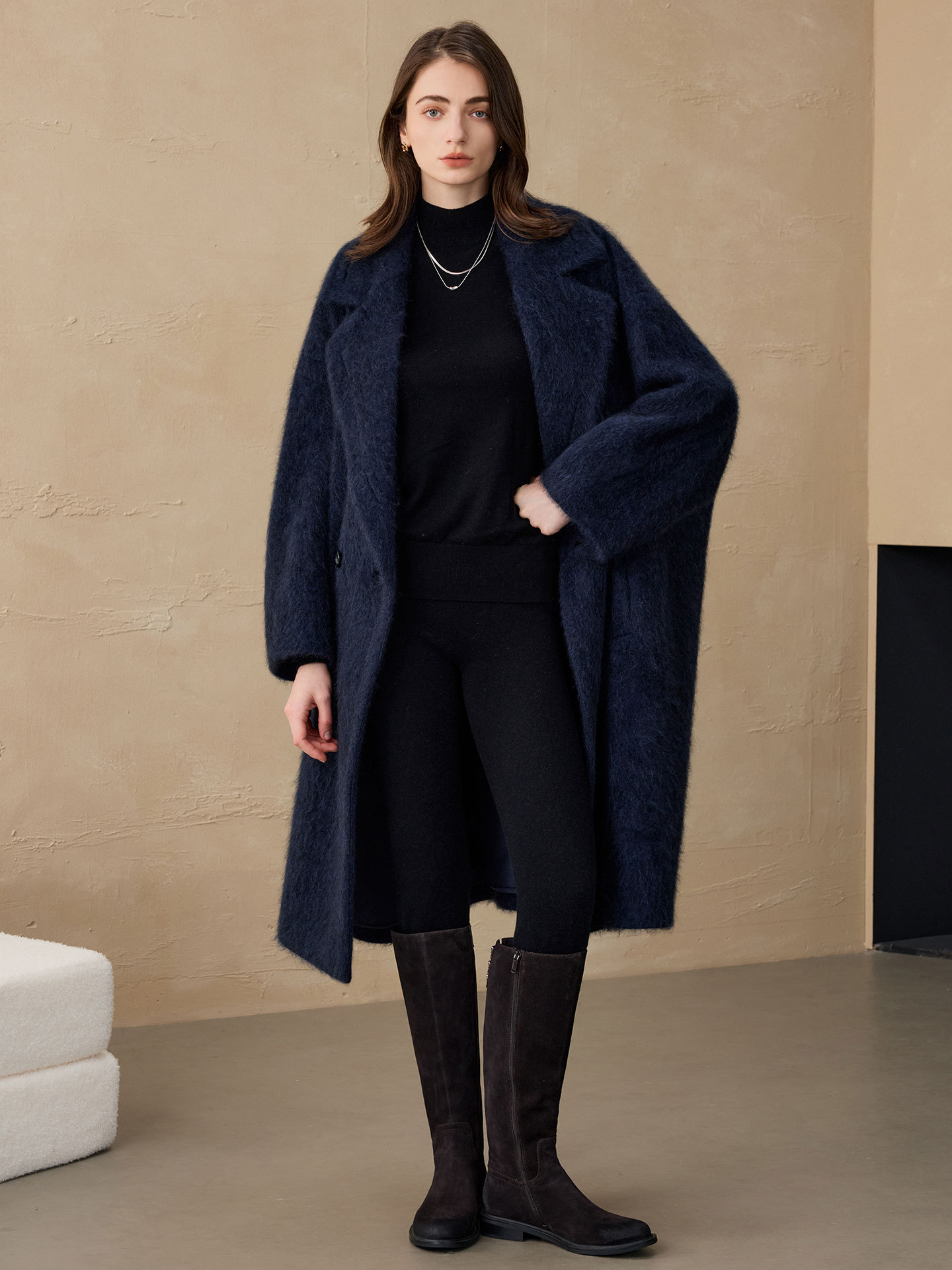 Women'S Fashion Blazer - Damska marynarka Allingentle, wełniana, modna, długa
