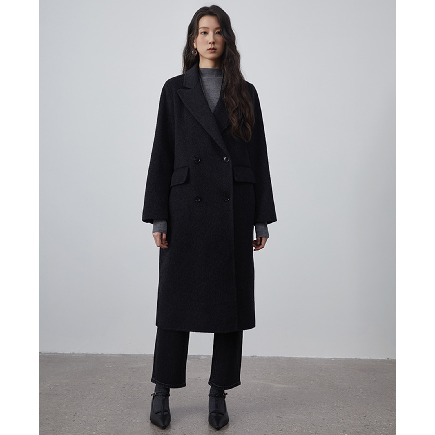 Women'S Fashion Blazer - Damski garnitur Allingentle, długa marynarka, wełniana,