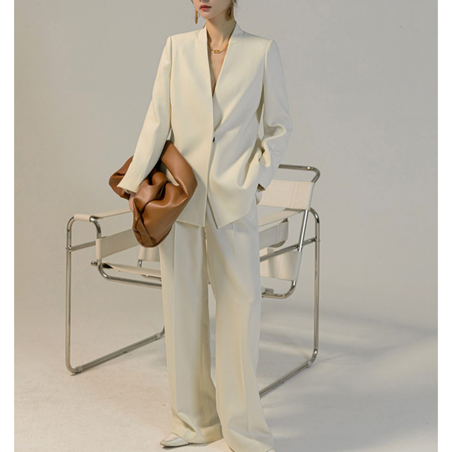 Women'S Fashion Blazer - Damski garnitur Allingentle, dwuczęściowy, z ukrytymi