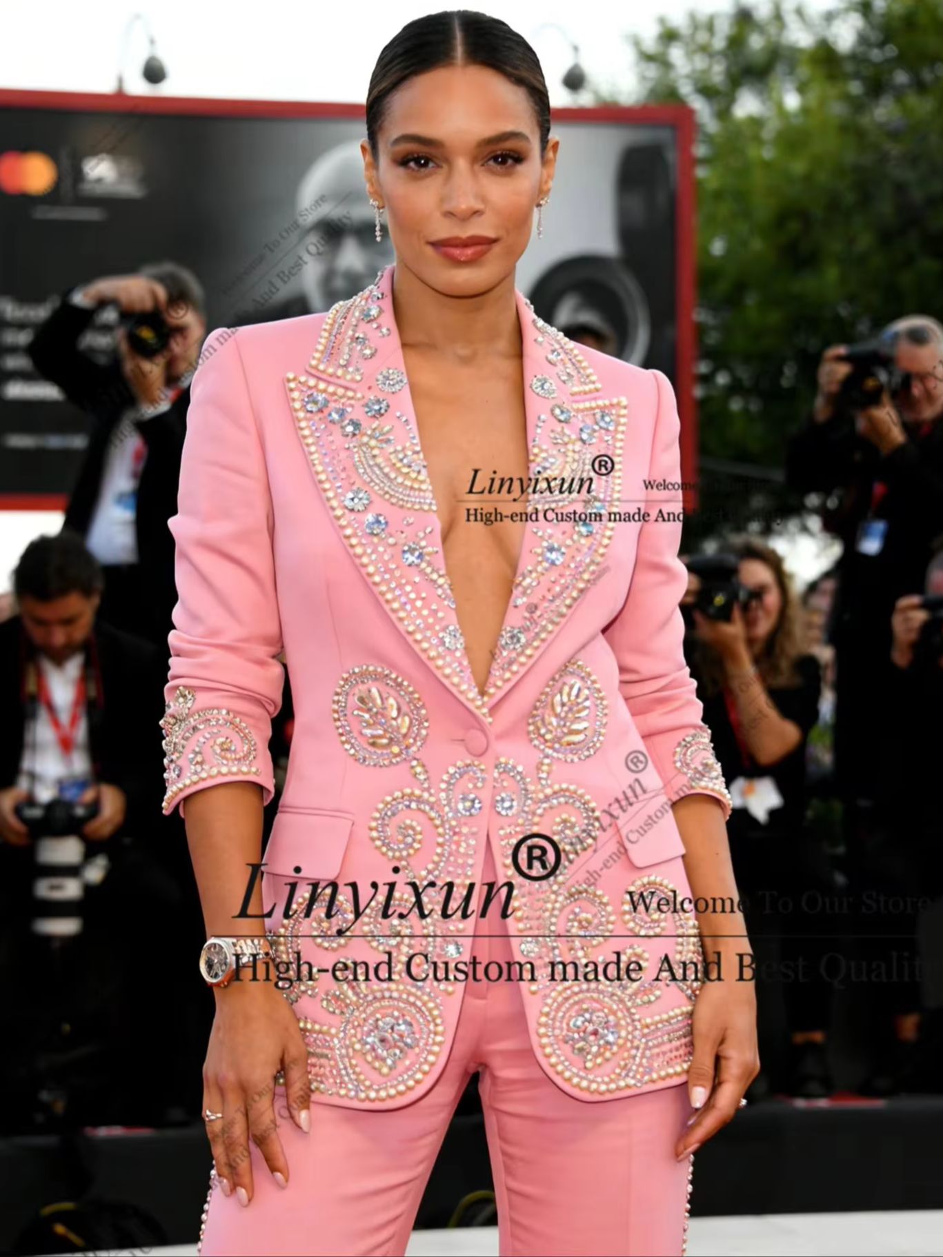 Women'S Fashion Blazer - Błyszczące Kryształowe Zestawy Damskie z Cyrkoniami,