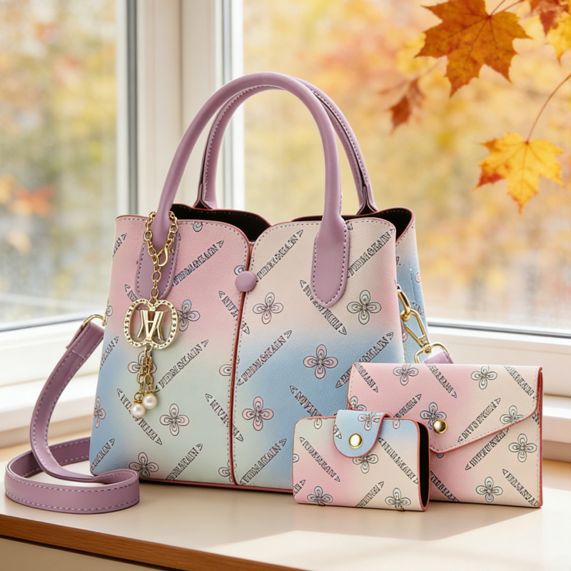 Crossbody Bag Women - Gradientowy damski zestaw trzyczęściowy z torebką,
